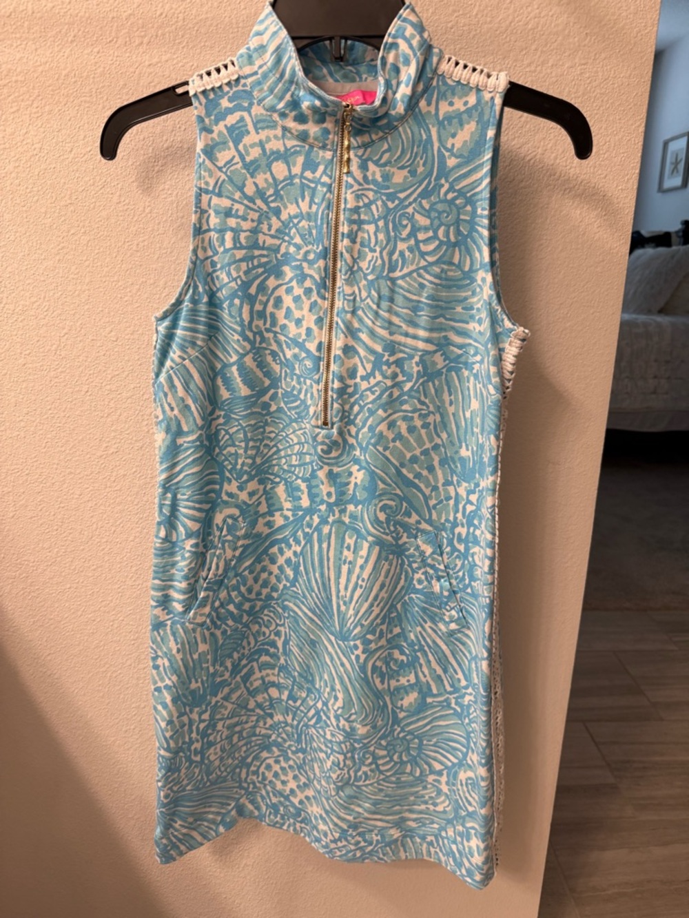 Lilly Pulitzer Sleeveless Seafoam Blue & White Printed Shift Dress - Picture 5 of 7